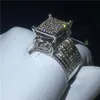 Choucong Marque Anneaux De Mariage Superbes Bijoux De Luxe En Argent Sterling 925 Plein Pave Blanc Saphir CZ Diamant Pierres Précieuses Femmes Engag277I