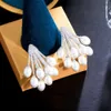 Charm Vintage Or 18 carats Baroque Perle Designer Boucles d'oreilles pour femme AAA Cubic Zirconia Cuivre Womens Party Bridal Wedding Engagement Diamond Boucles d'oreilles Bijoux Cadeau