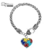 Charm Bracelets My Shape Esmalte Autismo Conscientização Quebra-cabeça Peça Coração Lagosta Garra Trendy Pulseira Bangles Homem E Mulher1309Y