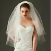 NOUVEAU 2017 Beauté Puffy Blanc Ivoire Doux Tulle Coude Longueur Deux Couches De Mariage Voiles De Mariée Avec Peigne Coupe Edge303D