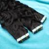 Natural Wave Tape in Hair Extensions Menselijk haar Onverwerkt Braziliaans Maleisisch Indiaas maagdelijk haar Natuurlijke zwarte kleur