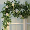 장식용 꽃 Fleur Artificielle Guirlande Mariage Balcony Wall Wedding 장식 가짜 포도 나무 녹색 유칼립투스 잎 아이비 인공 꽃