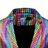 Mens Rainbow Plaid Sequin Glitter Tail Coat Stage Singer Costume Homme Wedding Groom Prom Tuxedo Suits Men Suit Jacket Pants Men242v