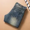 Whole-2016 moda slim skinny slim fit zip cotone nero mens jeans Distressed Denim cotone di alta qualità pantaloni maschili219B