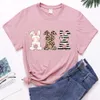 2021 New Easter Cute Rabbit Flower Leopard Print Short Sleeve T-shirt Fashion Top Casual Men and Women