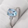 Nature Morganite Pink Blue Clear Pierścień 925 Srebrny srebrny biżuteria weselna damska CNT 66 Pierścieni 278i