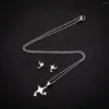Necklace Earrings Set 10PCS Stainless Steel Geometric Simple Pentagon Star Pendant Three-piece Jewelry
