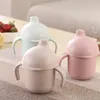 Tasses Soucoupes 2023 160 ml Blé Aliments Pour Bébés Lait Paille Eau Tasse Deux Mains Titulaire Bouteille Anti-Fuite Boisson Enfants Aspiration Cadeau De Noël