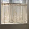Curtain French Beige Crochet Cotton Linen Half For Living Room Bedroom Hollowed Floral Short Valance Kitchen Door Partition