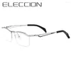 Sunglasses Frames IP Pure Titanium Men Glasses Half Frame Business Square Flip Up Eyeglass Myopia Hyperopia Prescription Eyeglasses Eyewear