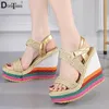 Sandalen Merk Dames Platform Zomer Sandalen Mode Kleurrijke Wiggen Hoge Hakken vrouwen Sandalen Casual Party Romeinse Vrouw Schoenen 230719