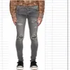 Jeans masculinos HM600 Distressed Motorcycle biker jeans Rock Skinny Slim Faixa de buraco rasgado Calças jeans com bordado de cobra elegante 267S