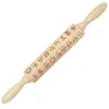 Wooden Rolling Pin Cartoon Pattern Christmas Decoration Baking Biscuit Embossed Dough Stick