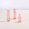 Mini etherische olie glazen flessen 5 ml 10 ml roze roll-on fles met roestvrijstalen rolbal voor reizen Cxaxl