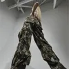 Kobiety S Pants S American Camouflage Pocket Cargo Y2K Retro Street Fashion Low talia Girl Summer Loose Wide Leg Casual 230720