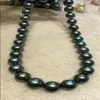 Feiner Perlenschmuck, atemberaubende 13–15 mm runde Tahiti-Perlenkette in Schwarz und Grün, 45,7 cm, 14297N