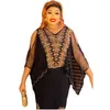 Ethnic Clothing Stunning African Lace 2-Piece Set With Rhinestone-Embellished Tank Top And Sheer Cover-Up Dress For Women