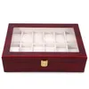 Whole-2016 New 12 Grid Wood Watch Display Box Case Transparent Skylight Gift Box Jewelry Collections Storage Display Case360t