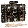 Nya kvinnors pärlstav high-end bankett Noble Evening Bag Black Diamond Beautiful Handmade Dinner Clutch Ly07235i