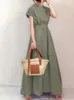 Urban Sexy Dresse S Summer Korean Fashion Art Big Swing Long With Midje Wrap Stor Loose Solid Color Dress Belt 230719