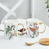 Muggar Creative Bone China Coffee Mug Large Capacity Breakfast Ceramic Cup With Lid Spoon Tea Party Drink Home Drinkware Decoration