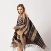 Sciarpe 2023 Autunno Inverno Plus Size Poncho e mantelle a righe calde per le donne Scialli oversize avvolge Cashmere Pashmina Bufanda femminile