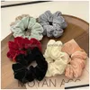 Hair Accessories Coral Veet Ribbon Scrunchies Headband Large Elastic Rubber Band Women Girl Ponytail Holder Hairs Ties Satin Rope Dr Dhogu