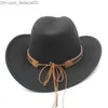 قبعات الكرة الصوف النسائي Western Cowboy Hat نساء شتاء الخريف الجاز رعاة البقر قبعة Cloche Sombrero قبعة 2 كبيرة الحجم Z230720