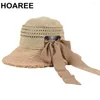 Szerokie brzegowe czapki hoaree słońce dla kobiet słomy kapelusz bok rafia damski czapka kubełka wysokiej jakości damskie letnia plaża