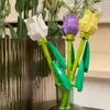 Блоки Букет вечный строительный блок Tulip Flower 3D Модель дома украшение завода горшечно -горшки кирпичи валентинки детские подарки R230720
