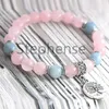 MG0640 Dames Rozenkwarts Armband A-klasse Aquamarijn Energie Armband Levensboom Charm Yoga Mala Bracelet300R