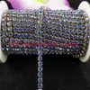10yards roll ss16 3 8mm colorized rhinestones Crystal glass Rhinestone chain Compact Golden chain for phone cups mouse applique252R
