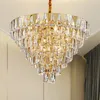 Chandeliers LED Stainless Steel Crystal Living Room Chandelier Round Gold Luxury Villa Decoration Lamp Restaurant Bedroom Lighting