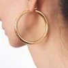 Punk 55mm Diamètre Large Hoop Boucles D'oreilles Pour Les Femmes En Acier Inoxydable Tube Déclaration Boucles D'oreilles Bijoux Entiers 2018 UKMOC291y