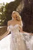 2023 A Line Sweetheart Off the Shoulder Abito da sposa in pizzo champagne per la sposa Abito da sposa Cap maniche Boho Vestidos de Novia Summer Plus Size Abito da sposa