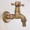 Bathroom Sink Faucets Vintage Retro Antique Brass Single Hole Wall Mount Washing Machine Faucet Outrood Garden Cold Water Taps 2av322
