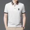 Herrpolos Summer Korean Fashion Men's Polo Shirt Luxury Black Yak Cotton Lapel Collar Kort ärmar Toppar 230719