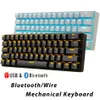 Bluetooth Wireless Keyboard Mechanical Gaming Keyboards Slim 61 Keys RGB Single Backlit Backlight Support Wins Android iOS219F