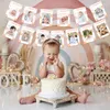 Bannerflaggor Joymemo Boho Rainbow 1st Birthday Party Decorations Po Banner Född till 12 månaders födelsedag Banner Girls Boho Party Supplies 230720