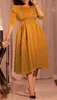 Casual Dresses Elegant A Line for Women 3/4 Sleeve O Neck Buttons Midi Skater Dress Modest Office Business Wear Church Clothes