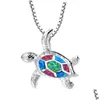 Pendant Necklaces Cute Opal Sea Turtle Necklace Birthday Gifts Health And Longevity Pandora Charms Hawaiian Drop Delivery Jewelry Pen Dhz1A