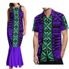 Casual Dresses Summer Women'S Strapless Dress Party With Men'S Shirt Matching Couple'S Polynesian Tribal Design Print