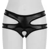 Women Latex Lingerie Sexy Underwear Erotic Female Faux Leather Micro Bikini Briefs Open Crotch Pussy Holes Sissy Panties Thongs Wo243k