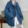 Мужские куртки Jaket Denim Hitam Ukuran Besar Mantel Jeans Kerah Lipat Pria в целом Banyak Saku Pakaian Jalanan Kasual Longgar