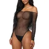 Ensembles de soutiens-gorge femmes dentelle noire résille strass body hors-épaule combinaison plage Bikini MV66229H