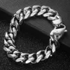 Bangle Fashionable matte polished 316L stainless steel bracelet for mens boy cut curve Cuban chain hiphop jewelry gift 15mm HBM109 230719