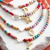 Nouveau Coloré Pierre Naturelle Amour Charme Or Lettre Perlé Collier Boho En Acier Inoxydable A-Z Anglais Lettres Initiales Pendentif Collier Neckchain Beadh Bijoux Pour Femmes