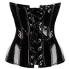 Gotik Fetiş Siyah Underbust Korse PVC Vinil Budier Dantel Up Üst Punk S-2XL Vücut Shaper264b