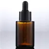 Flat Shoulder 30ml Brown Clear Frosted Glass Dropper Bottle with Black White Cap 1oz Glass Essential Oil Bottle Xppjh