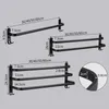 Bathroom Towel Hanger Black and White Brief Aluminum Rack with Hook Multiple Layer Wall Mounted Punch Holder Room Holder L230704